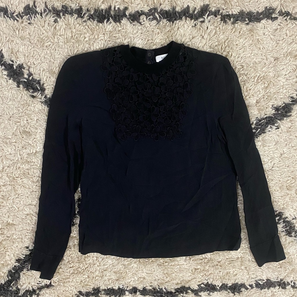 A.L.C. Black Silk Long Sleeve Blouse